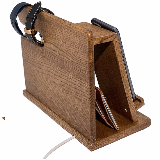 Handyhalter aus Holz, Handy-Dockingstation aus Holz, Schlüsselanhänger, Geldbörsenhalter