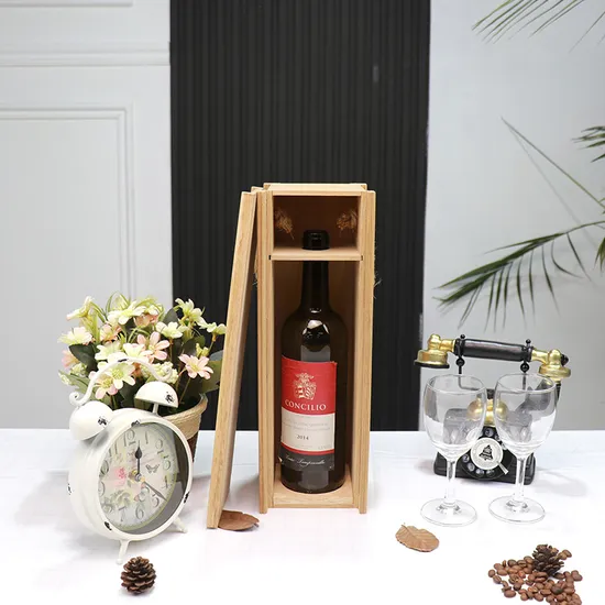 Transparente Deckelverpackung, Wein-Design, Vintage-Retro-Wein, individuelle Holzkisten